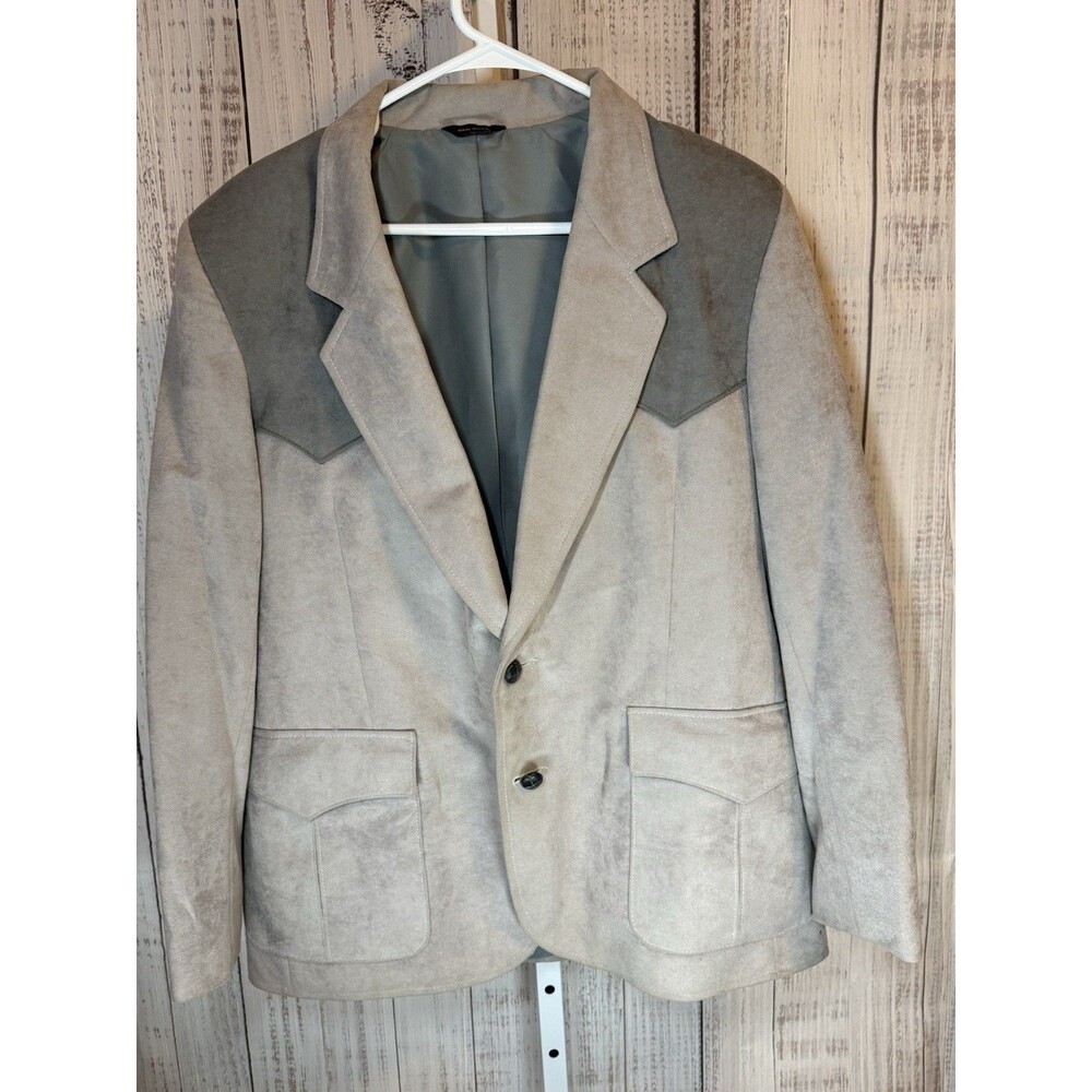 Vintage Pioneer Wear Men’s Suit Cost Size 42 Silver Western Suede Made In USA